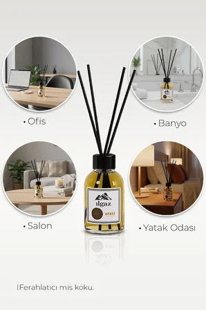 Misk Amber Oda Kokusu Bambu Çubuklu Oda Parfümü 110 Ml Kalıcı Amber Oda Kokusu