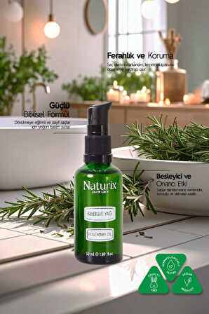 Biberiye Yağı %100 Doğal Dökülme Karşıtı, Saç Uzamasını Destekleyici ve Kepek Önleyici - 50 ml