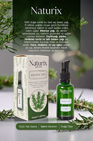 Biberiye Yağı %100 Doğal Dökülme Karşıtı, Saç Uzamasını Destekleyici ve Kepek Önleyici - 50 ml