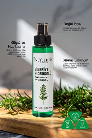 Biberiye Suyu %100 Doğal, Dökülme Karşıtı ve Saç Uzamasını Destekleyici Saç Toniği - 100 ml
