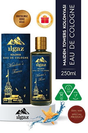 Maiden's Tower Kolonyası | Eau De Cologne Cam Şişe 250 ml | Türkiye Serisi Okyanus Ferahlığı Kokusu