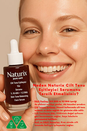 Cilt Tonu Eşitleyici Serum | %10 AHA + %2 BHA | Kırmızı Peeling Etkisi 30 Ml