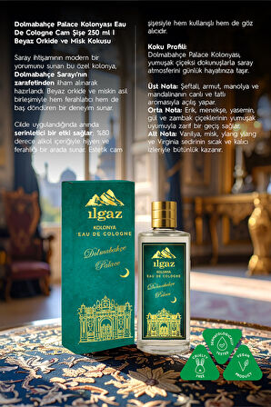 Dolmabahçe Palace Kolonyası | Eau De Cologne Cam Şişe 250 ml | Türkiye Serisi Orkide ve Misk Kokusu