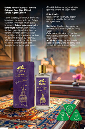Galata Tower Kolonyası | Eau De Cologne Cam Şişe 250 ml | Türkiye Serisi Sakura Ağacı Kokusu