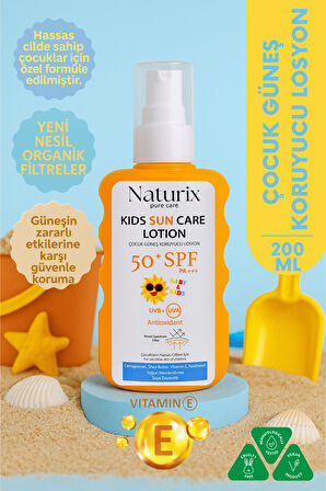 Çocuk Güneş Koruyucu Losyon SPF 50+ PA+++ | Yeni Nesil Koruma ve Yoğun Nem - 200 ml