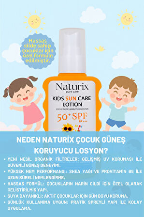 Çocuk Güneş Koruyucu Losyon SPF 50+ PA+++ | Yeni Nesil Koruma ve Yoğun Nem - 200 ml