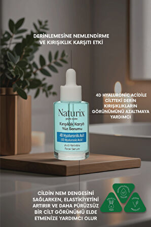 Kırışıklık Karşıtı Yüz Serumu | 4D Hyaluronic Acid | Derin Nemlendirme & Cilt Yenileme 30 ml
