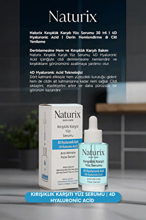 Kırışıklık Karşıtı Yüz Serumu | 4D Hyaluronic Acid | Derin Nemlendirme & Cilt Yenileme 30 ml
