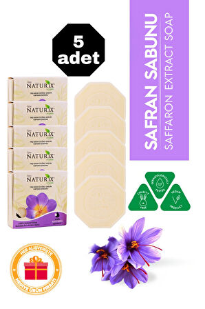 Safran Özlü Taş Sabun 5'li Eko Paket Leke Karşıtı ve Nem Dengeleyici Cilt Bakımı - 5x125 gr