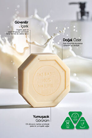 Keçi Sütü Özlü Taş Sabun 3'lü Eko Paket Peeling Etkili ve Cilt Yatıştırıcı Bakım - 3x125 gr