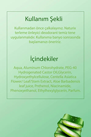 Ter ve Koku Önleyici Beyazlatıcı Aloe Vera Unisex Roll-On 50 ml