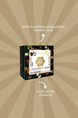 Natural Hindistan Cevizi Sabunu Cilt Tazeleyici Sivilce Siyah Nokta Karşıtı Coconut Soap 125 gr