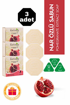 Nar Özlü Taş Sabun 3'lü Eko Paket Cilt Tonu Dengeleyici ve Leke Bakımı - 3x125 gr