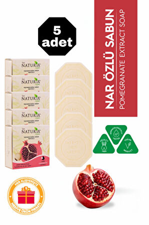 Nar Özlü Taş Sabun 5'li Eko Paket Cilt Tonu Dengeleyici ve Leke Bakımı - 5x125 gr