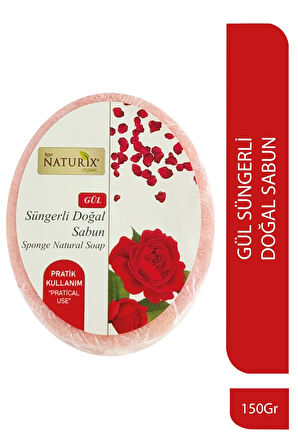 Doğal Sponge Rose Soap Peeling Etkili Arındırıcı Natural Süngerli Gül Sabun