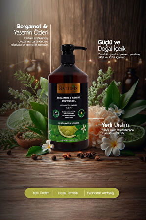 Bergamot & Yasemin Duş Jeli - Ferahlatıcı, Aromatik ve Nemlendirici Günlük Temizlik Jeli 1000ml