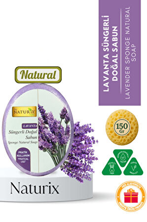 Lavanta Süngerli Sabun 150 gr | Peeling Etkili Arındırıcı Sabun