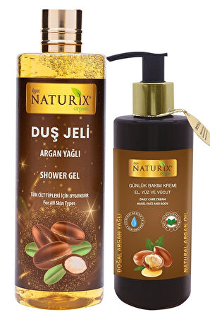 2'li Yaz Seti Argan Yağlı Duş Jeli 400 Ml Canlandırıcı Jel + 250 Ml Argan Oil El Yüz Vücut Kremi