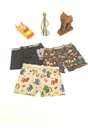 Erkek Çocuk Pamuklu İç Çamaşırı Boxer 3'lü Paket
