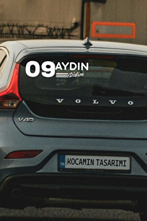 Aydın 09 Plaka Kodlu Beyaz Araç Sticker Didim İlçe Yazılı Özel Tasarım 40x8 cm  Şehir ve İlçe Temalı Kaliteli Sticker