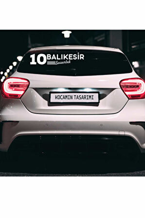 Balıkesir 10 Plaka Kodlu Beyaz Araç Sticker Susurluk İlçe Yazılı Özel Tasarım 40x8 cm  Şehir ve İlçe Temalı Kaliteli Sticker