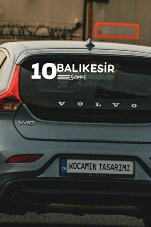 Balıkesir 10 Plaka Kodlu Beyaz Araç Sticker Gömeç İlçe Yazılı Özel Tasarım 40x8 cm  Şehir ve İlçe Temalı Kaliteli Sticker