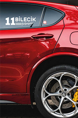 Bilecik 11 Plaka Kodlu Beyaz Araç Sticker Gölpazarı İlçe Yazılı Özel Tasarım 40x8 cm  Şehir ve İlçe Temalı Kaliteli Sticker