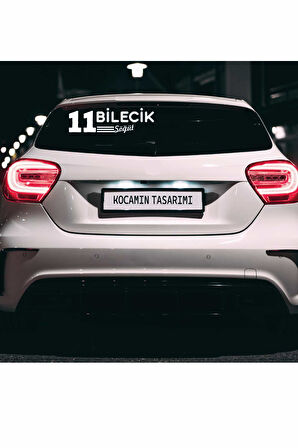Bilecik 11 Plaka Kodlu Beyaz Araç Sticker Söğüt İlçe Yazılı Özel Tasarım 40x8 cm  Şehir ve İlçe Temalı Kaliteli Sticker