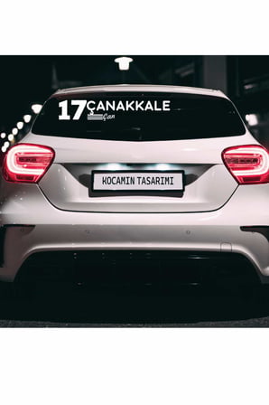 Çanakkale 17 Plaka Kodlu Beyaz Araç Sticker Çan İlçe Yazılı Özel Tasarım 40x8 cm  Şehir ve İlçe Temalı Kaliteli Sticker