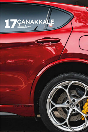 Çanakkale 17 Plaka Kodlu Beyaz Araç Sticker Ezine İlçe Yazılı Özel Tasarım 40x8 cm  Şehir ve İlçe Temalı Kaliteli Sticker