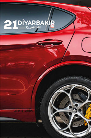 Diyarbakır 21 Plaka Kodlu Beyaz Araç Sticker Kayapınar İlçe Yazılı Özel Tasarım 40x8 cm  Şehir ve İlçe Temalı Kaliteli Sticker