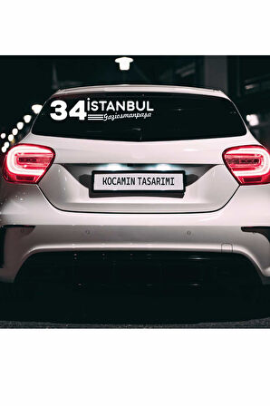 İstanbul 34 Plaka Kodlu Beyaz Araç Sticker Gaziosmanpaşa İlçe Yazılı Özel Tasarım 40x8 cm  Şehir ve İlçe Temalı Kaliteli Sticker
