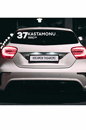 Kastamonu 37 Plaka Kodlu Beyaz Araç Sticker Cide İlçe Yazılı Özel Tasarım 40x8 cm  Şehir ve İlçe Temalı Kaliteli Sticker
