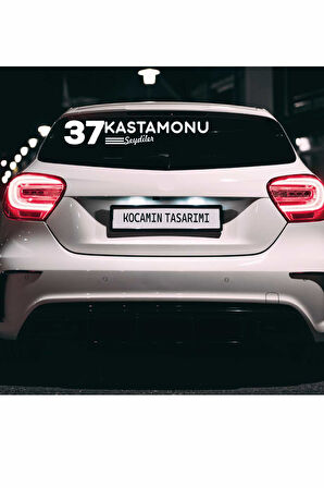 Kastamonu 37 Plaka Kodlu Beyaz Araç Sticker Seydiler İlçe Yazılı Özel Tasarım 40x8 cm  Şehir ve İlçe Temalı Kaliteli Sticker