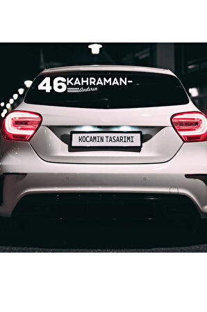 Kahramanmaraş 46 Plaka Kodlu Beyaz Araç Sticker Andırın İlçe Yazılı Özel Tasarım 40x8 cm  Şehir ve İlçe Temalı Kaliteli Sticker