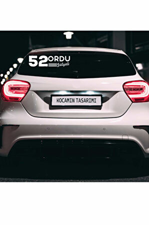 Ordu 52 Plaka Kodlu Beyaz Araç Sticker Gülyalı İlçe Yazılı Özel Tasarım 40x8 cm  Şehir ve İlçe Temalı Kaliteli Sticker