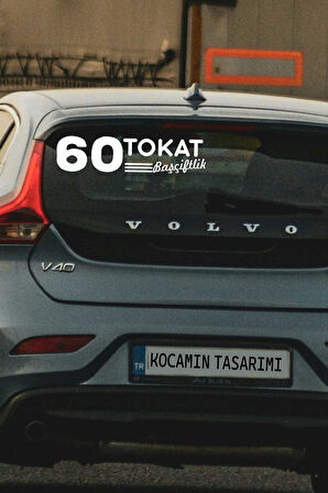 Tokat 60 Plaka Kodlu Beyaz Araç Sticker Başçiftlik İlçe Yazılı Özel Tasarım 40x8 cm  Şehir ve İlçe Temalı Kaliteli Sticker