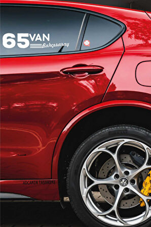 Van 65 Plaka Kodlu Beyaz Araç Sticker Bahçesaray İlçe Yazılı Özel Tasarım 40x8 cm  Şehir ve İlçe Temalı Kaliteli Sticker