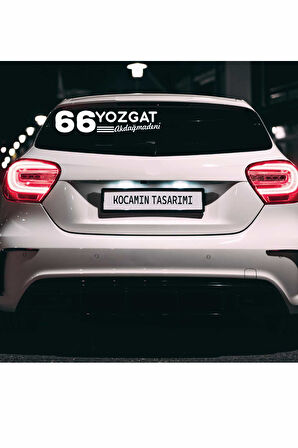 Yozgat 66 Plaka Kodlu Beyaz Araç Sticker Akdağmadeni İlçe Yazılı Özel Tasarım 40x8 cm  Şehir ve İlçe Temalı Kaliteli Sticker