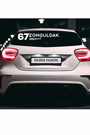 Zonguldak 67 Plaka Kodlu Beyaz Araç Sticker Devrek İlçe Yazılı Özel Tasarım 40x8 cm  Şehir ve İlçe Temalı Kaliteli Sticker