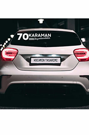 Karaman 70 Plaka Kodlu Beyaz Araç Sticker Kazımkarabekir İlçe Yazılı Özel Tasarım 40x8 cm  Şehir ve İlçe Temalı Kaliteli Sticker