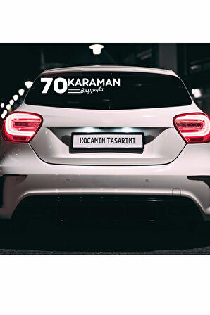 Karaman 70 Plaka Kodlu Beyaz Araç Sticker Başyayla İlçe Yazılı Özel Tasarım 40x8 cm  Şehir ve İlçe Temalı Kaliteli Sticker