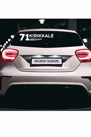 Kırıkkale 71 Plaka Kodlu Beyaz Araç Sticker Keskin İlçe Yazılı Özel Tasarım 40x8 cm  Şehir ve İlçe Temalı Kaliteli Sticker