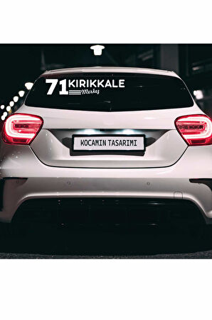 Kırıkkale 71 Plaka Kodlu Beyaz Araç Sticker Merkez İlçe Yazılı Özel Tasarım 40x8 cm  Şehir ve İlçe Temalı Kaliteli Sticker