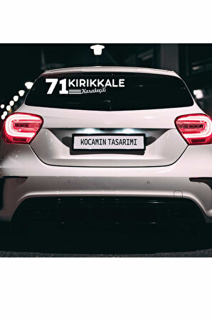 Kırıkkale 71 Plaka Kodlu Beyaz Araç Sticker Karakeçili İlçe Yazılı Özel Tasarım 40x8 cm  Şehir ve İlçe Temalı Kaliteli Sticker