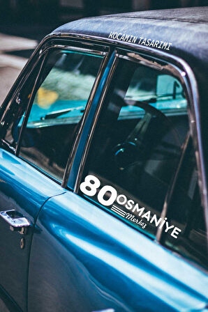 Osmaniye 80 Plaka Kodlu Beyaz Araç Sticker Merkez İlçe Yazılı Özel Tasarım 40x8 cm  Şehir ve İlçe Temalı Kaliteli Sticker