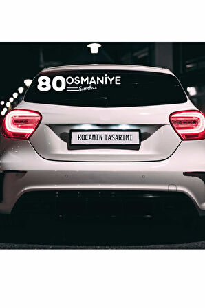 Osmaniye 80 Plaka Kodlu Beyaz Araç Sticker Sumbas İlçe Yazılı Özel Tasarım 40x8 cm  Şehir ve İlçe Temalı Kaliteli Sticker