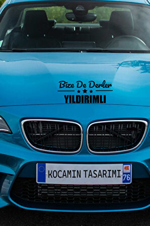 Bursa Yıldırım Siyah Araç Sticker  40x15 cm Bize De Derler  Yıldırımlı Özel Tasarım Oto Sticker