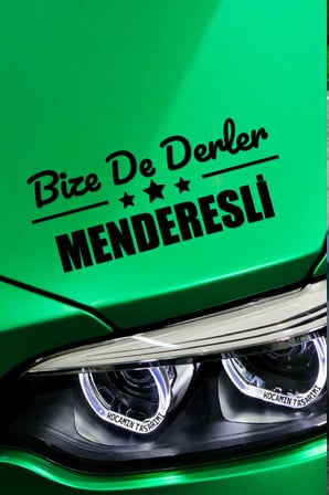 İzmir Menderes Siyah Araç Sticker  40x15 cm Bize De Derler  Menderesli Özel Tasarım Oto Sticker