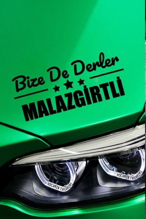 Muş Malazgirt Siyah Araç Sticker  40x15 cm Bize De Derler  Malazgirtli Özel Tasarım Oto Sticker